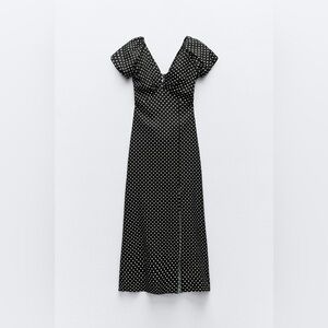 Zara Black and White Polka Dot Midi Dress